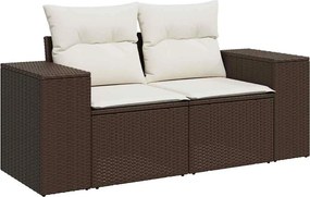 vidaXL 2 személyes barna polyrattan kerti kanapé párnával