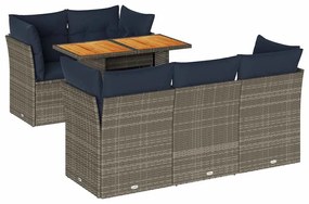 6 részes szürke polyrattan kerti ülőgarnitúra párnákkal