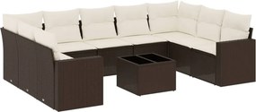 vidaXL 10 részes barna polyrattan kerti ülőgarnitúra párnákkal