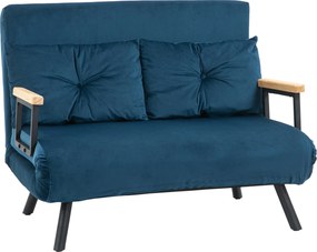 HOMCOM Kanapéågy, ĂsszecsukhatĂł Ăgy FunkciĂłval, Fotel PĂĄrnĂĄkkal, PĂĄrnĂĄzott KanapĂ© ĂllĂthatĂł HĂĄttĂĄmlĂĄval, VelĂșr HatĂĄs, 102 x 73 x 81 cm, KĂ©k | Aosom