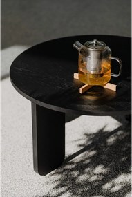 Fekete kerek dohányzóasztal tölgyfa dekoros asztallappal ø 55 cm Kuvu – noo.ma