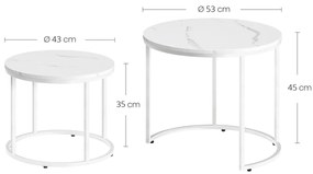 MARLON konferenciaasztal szett 2 db, fehér márvány dekorációval