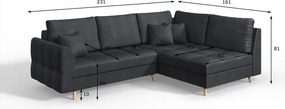 Sötétszürke sarokkanapé (jobb oldali) Ariella – Ropez