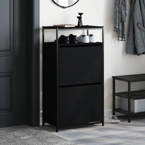 fekete szerelt fa cipőszekrény 60x34x112 cm