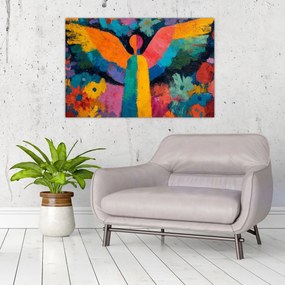Kép - Absztrakt angyal virágokkal (90x60 cm)