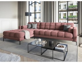 Bali rózsaszín bársony sarokkanapé, bal oldali - Cosmopolitan Design