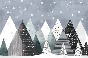 Fotótapéta Flizelina Gyerekek Tájkép Hegyek Fák Tél Hó 368x254 ragasztó