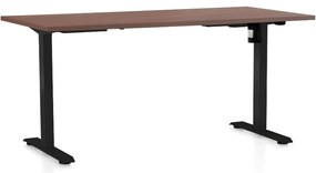 Állítható magasságú asztal OfficeTech A, 160 x 80 cm, fekete alap, dió