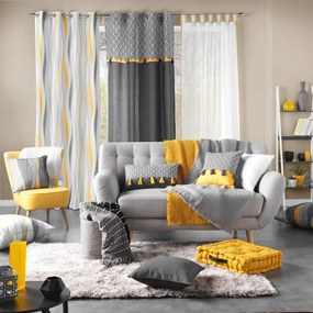 Sárga-fehér függöny 140x260 cm Ondulys – douceur d'intérieur