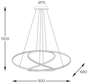 Zuma Line MD7360-1A-3GT - CHOLET LED csillár 56W, 230V, arany
