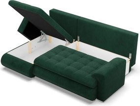 Tokio sarokkanapé, 2 ágyneműtartóval, kordbársony, baloldali, zöld