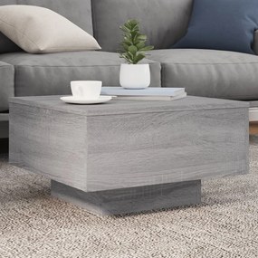 Szürke sonoma színű dohányzóasztal LED-lámpákkal 55x55x31 cm