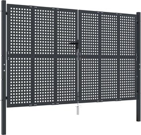 vidaXL antracit színű acél kerti kapu 300 x 175 cm