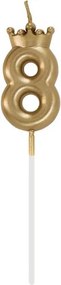 Arany Champagne Crown 8-as számgyertya, tortagyertya 6 cm