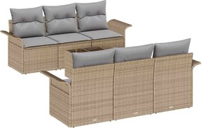 vidaXL Kerti Kanapé Szett párnával 7 pcs Barna és szürke polirattan