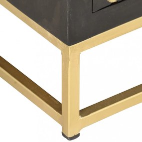 fekete és aranyszínű tömör mangófa TV-szekrény 120 x 30 x 40 cm