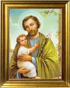 Szent József A Gyermekkel Vallásos Kép Arany Díszített Keretben 30X4