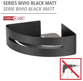 Matt fekete sarok öntapadós fém fürdőszobai polc Bivio – Wenko