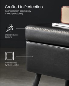 ECHO pad műbőr, ottomán, műbőr borítással, tintafekete 120x40x45cm