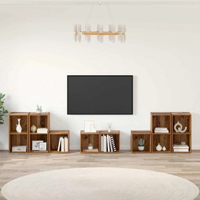 TV Szekrény Szett 8 pcs Öreg fa 37 x 35 x 72 cm Faanyag