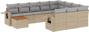 vidaXL 11 részes bézs polyrattan kerti ülőgarnitúra párnákkal