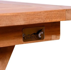 DIVERO Étkezőasztal kezelt tömör teakfa 120 x 70 cm