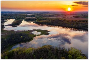 Poszterek 120x80 Folyó Erdő Naplemente