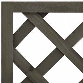 szürke tömör fenyőfa rácsos kerti ültetőláda 50x25x90 cm