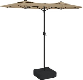 vidaXL tópszínű dupla tetős napernyő LED-ekkel 316x145 cm