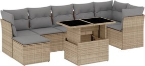 vidaXL 8 részes bézs polyrattan kerti ülőgarnitúra párnával