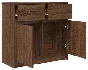 barna tölgy szerelt fa tálalószekrény fiókos 80x34x76 cm