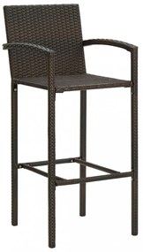 7 részes barna polyrattan kültéri bárszett kartámasszal