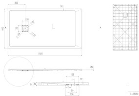 Erga Hyper, SMC zuhanytálca 150x80x2,6 cm + szifon, fekete matt, ERG-V06-SMC-8015S-BK