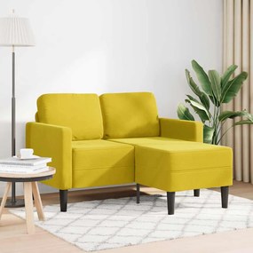 sárga bársony 2 üléses kanapé L-alakú kanapéval 125 cm