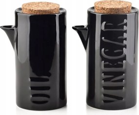 Modern Life olíva- és ecettartó porcelán szett, fekete