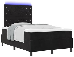 Box Spring Ágy Mattal és LED Fekete 120x190 cm Bársony