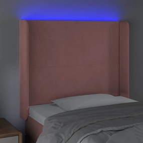rózsaszín bársony LED-es fejtámla 103x16x118/128 cm