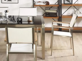 Kerti étkező szett Grosso (fekete) (üveglappal 180x90 cm) (fehér szék). 1011747