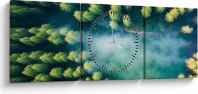 Kép - Egy ködbe burkolt erdő (órával) (90x30 cm)