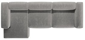 Világosszürke kordbársony sarokkanapé (bal oldali-heverő résszel) Bergano – Cosmopolitan Design