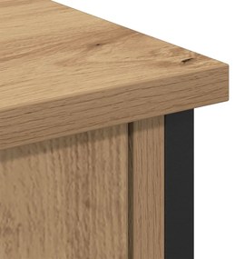 TV Szekrény Fekete Tölgy 101x35x65 cm Műanyag Fa és Acél