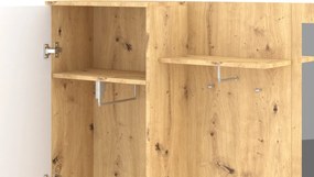 Előszoba bútor szett Artisan tölgy / fehér színkombinációban LED világítással – TRIO