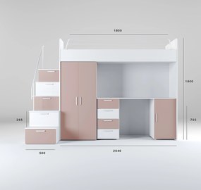 Gyerekágy Ruby IV S (fehér + antik rózsaszín) (ágyrácsokkal). Akció -17%. 1121242