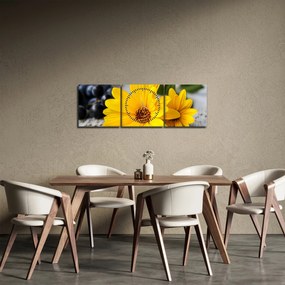 Sárga virágok képe (órával) (90x30 cm)