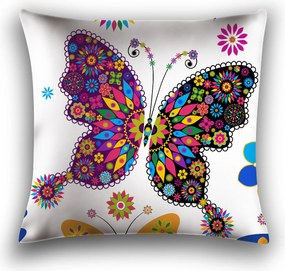Mikroszálas párnahuzat SZÍNES PILLANGÓ 45x45 cm, fehér