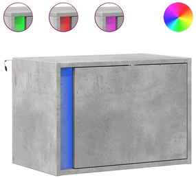 Betonszürke falra szerelhető éjjeliszekrény LED-világítással