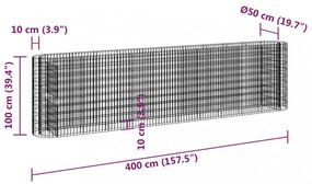 horganyzott vas gabion magaságyás 400x50x100 cm