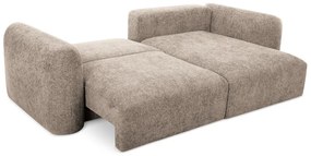 Világosbarna zsenília kinyitható-tárolóhelyes sarokkanapé (jobb oldali-heverő résszel) Mele – Makamii