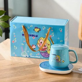 Lucky kerámia bögre szett elektromos melegítővel díszdobozban - blue