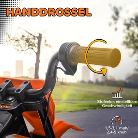 AIYAPLAY elektromos motorkerékpár gyerekeknek, 12 V-os zenés gyermekjármű edzőkerekekkel, narancssárga